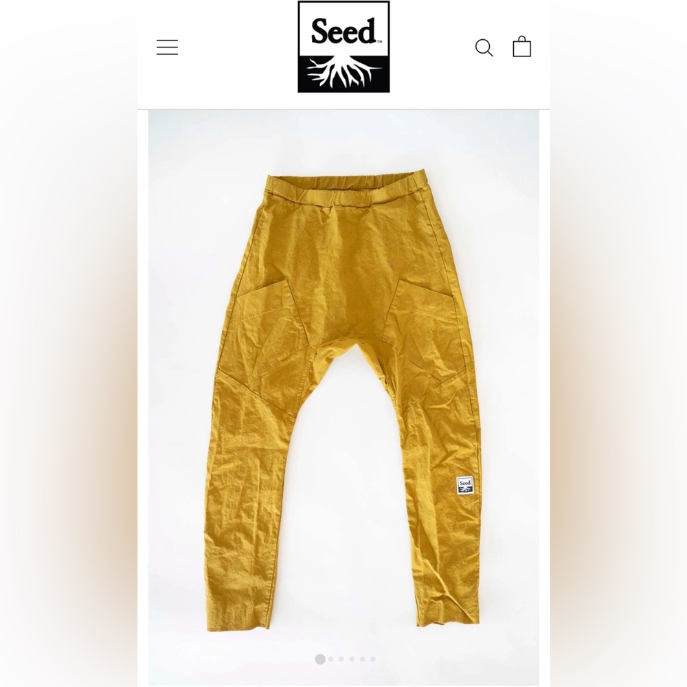 NWT Made in 🇨🇦 hemp/cotton SEED antidote Pants, mustard yellow, unisex sz XS